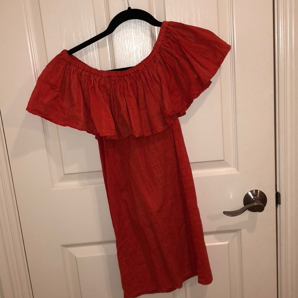 Billabong orange/red off the shoulder dress